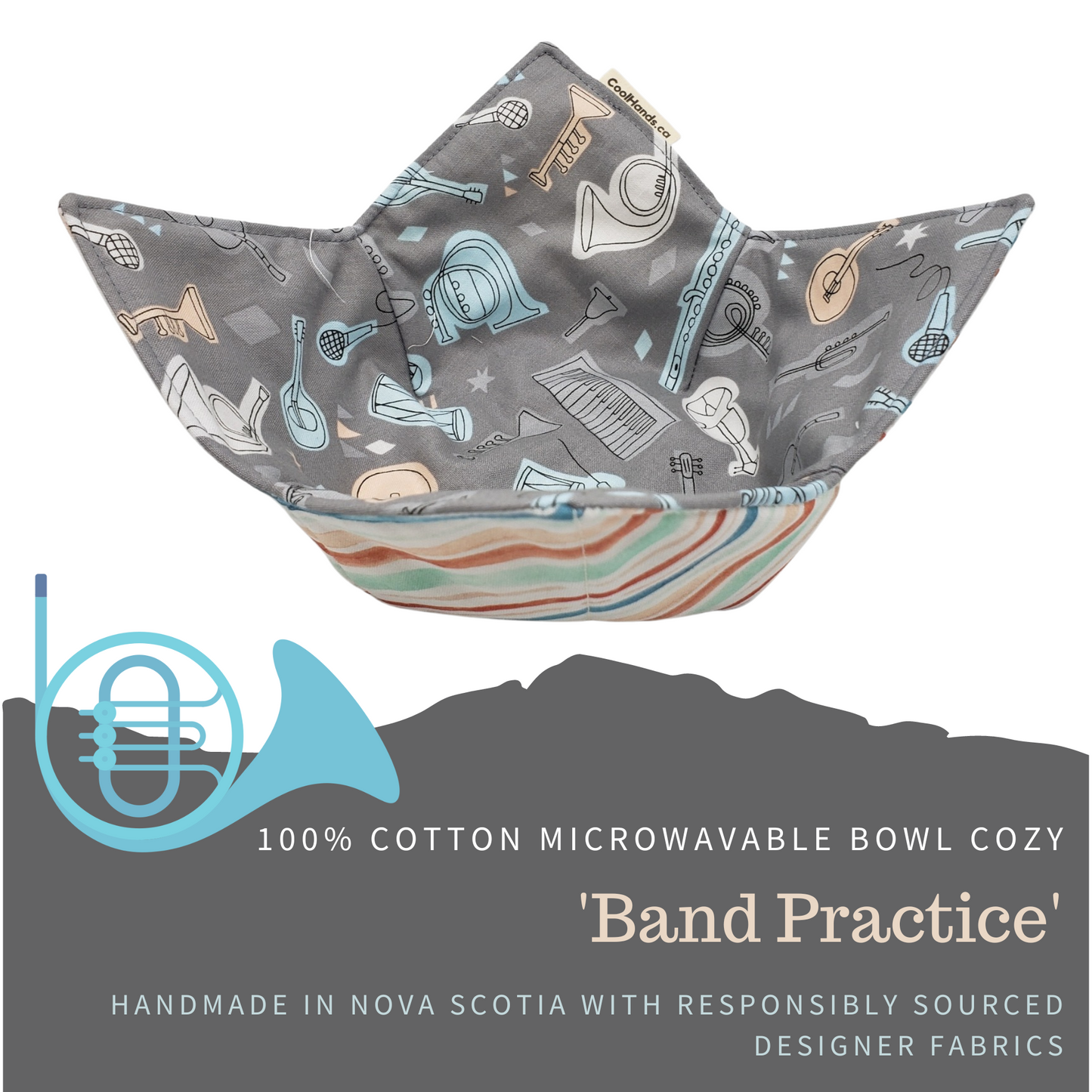 100% Cotton Microwavable Bowl Cozy - Band Practice-0
