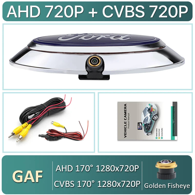 CCD AHD 1080P 170° Car Badge Logo Rear View Reverse Backup Camera for Ford Ranger T6 T7 T8 XLT Edge F-150 F-250 F-350 Explorer