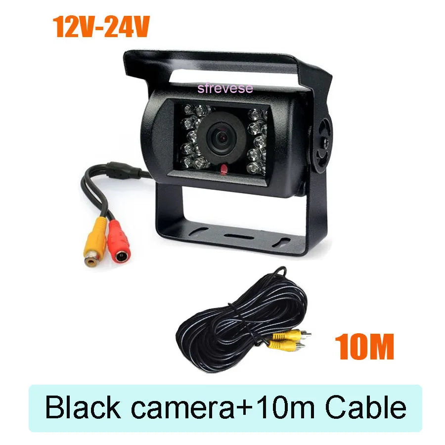 4.3" Car LCD Monitor , Waterproof 18 LED IR Night Vision Reverse Parking Backup Camera Rear View Kit 10M Cable 12V-24V