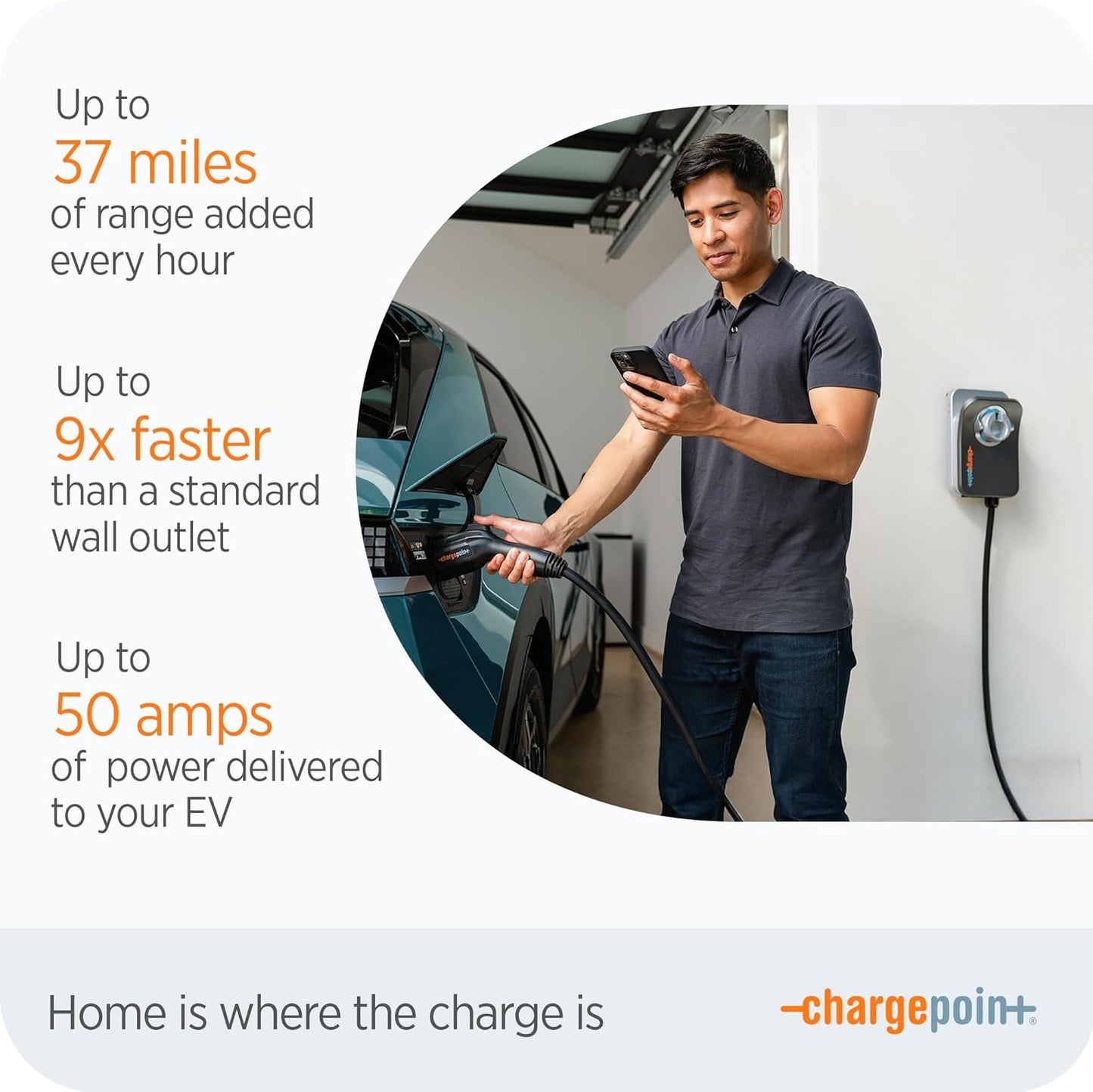 Homeflex Level 2 EV Charger J1772, Hardwired for Electric Car - Fast Smart Battery Power Charging at Home for Electric Automobile Vehicles