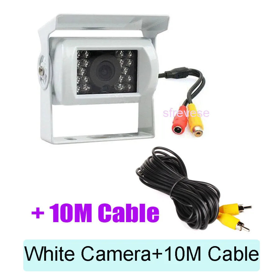 4.3" Car LCD Monitor , Waterproof 18 LED IR Night Vision Reverse Parking Backup Camera Rear View Kit 10M Cable 12V-24V
