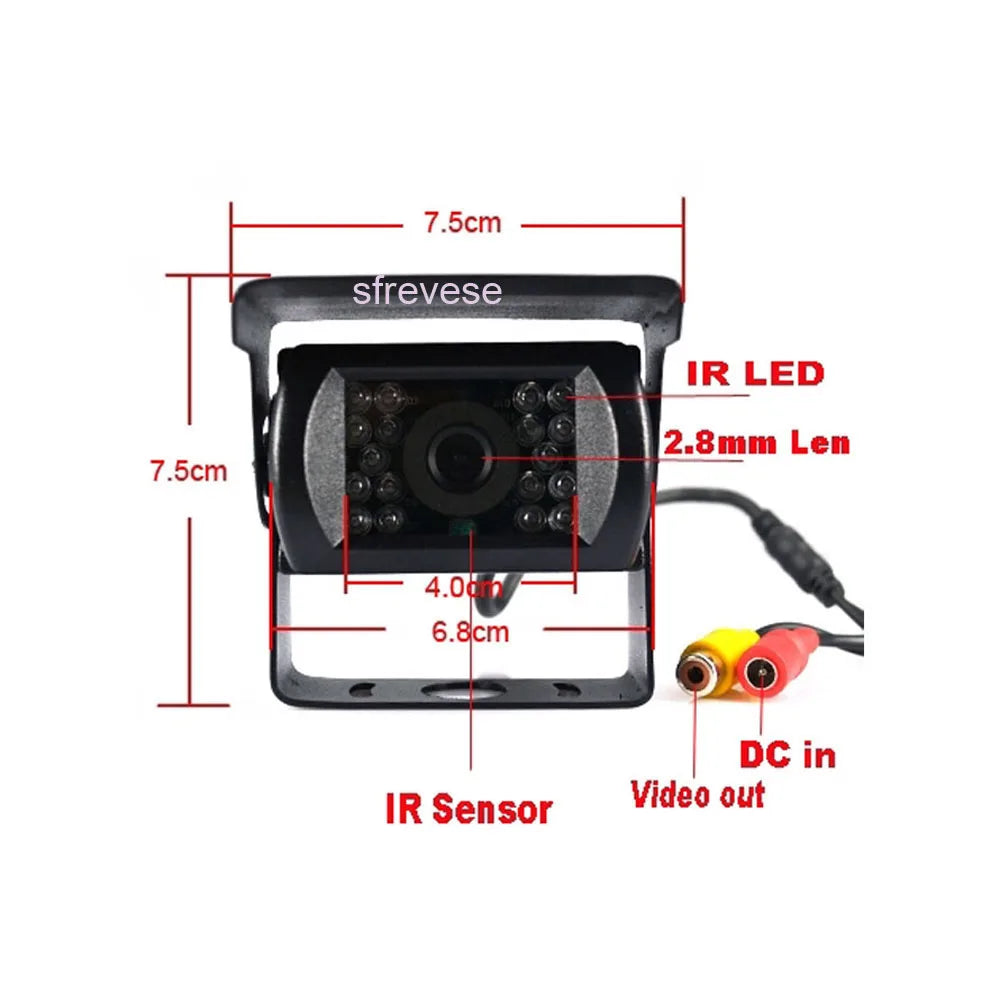 4.3" Car LCD Monitor , Waterproof 18 LED IR Night Vision Reverse Parking Backup Camera Rear View Kit 10M Cable 12V-24V