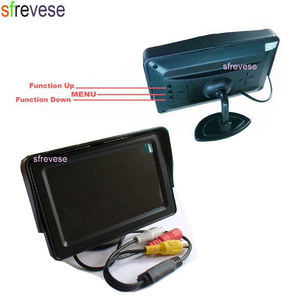 4.3" Car LCD Monitor , Waterproof 18 LED IR Night Vision Reverse Parking Backup Camera Rear View Kit 10M Cable 12V-24V