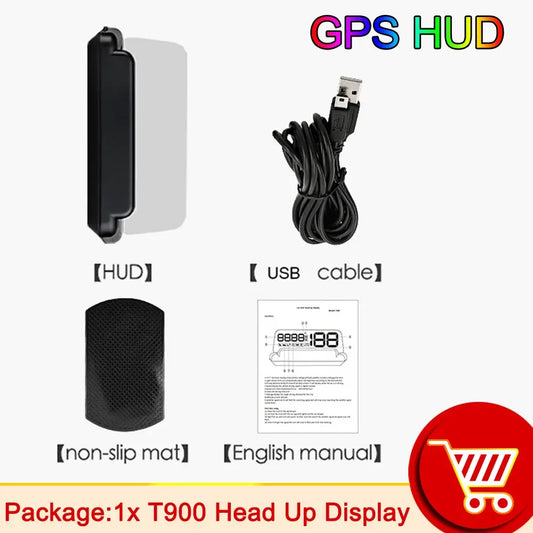 C500 OBD2 Head up Display Windshield Car Speedometer Projector Accessories T900 GPS HUD for All Car Speed KM/H MPH Customized