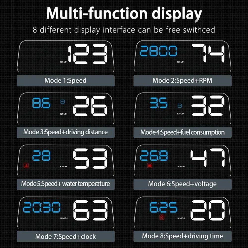 C500 OBD2 Head up Display Windshield Car Speedometer Projector Accessories T900 GPS HUD for All Car Speed KM/H MPH Customized