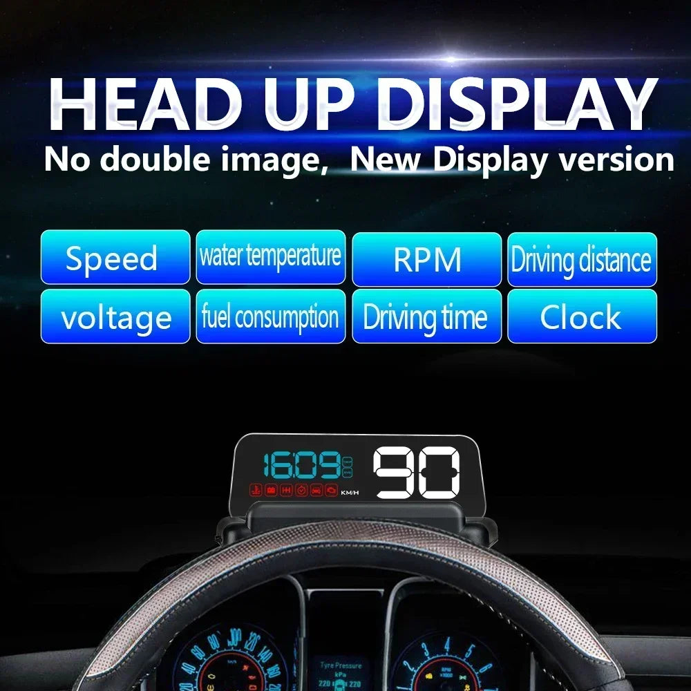C500 OBD2 Head up Display Windshield Car Speedometer Projector Accessories T900 GPS HUD for All Car Speed KM/H MPH Customized