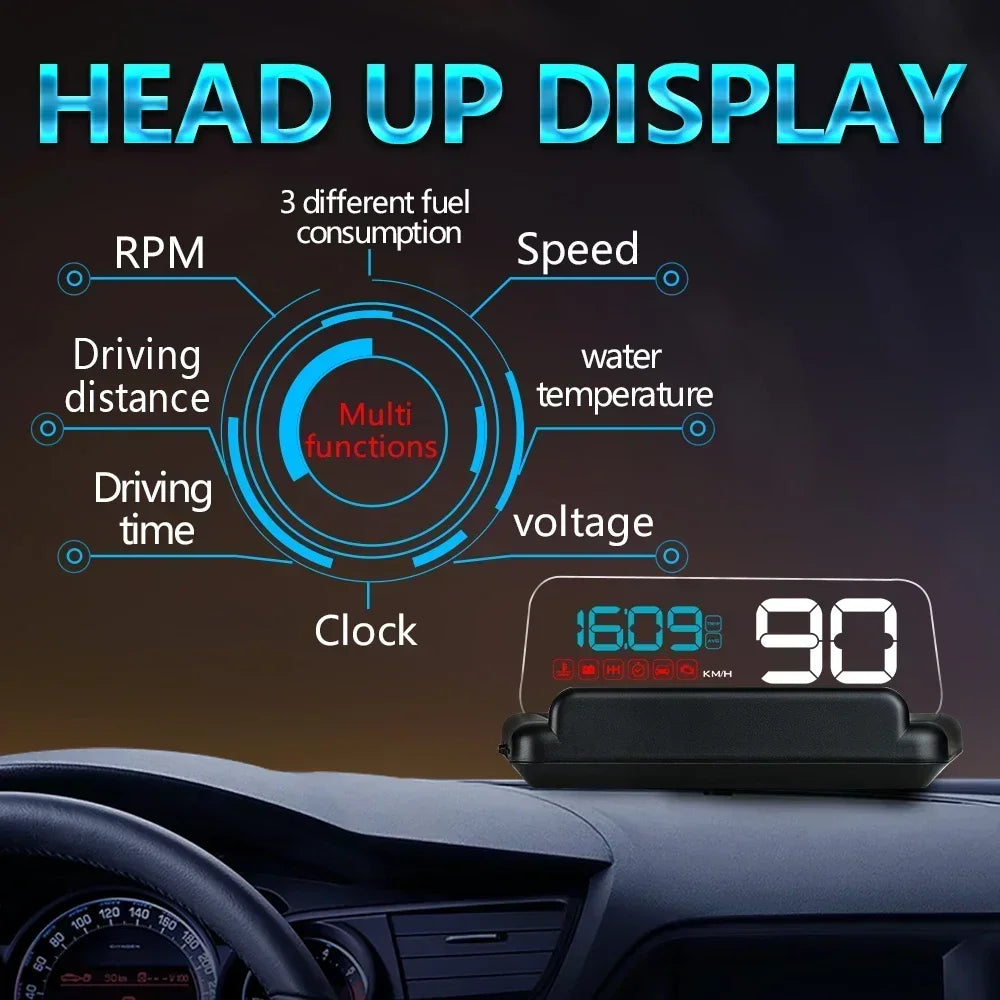 C500 OBD2 Head up Display Windshield Car Speedometer Projector Accessories T900 GPS HUD for All Car Speed KM/H MPH Customized